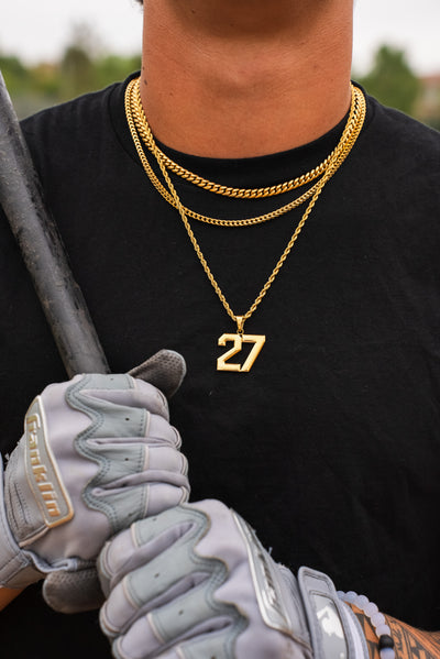 Signature Jersey Number Pendant 18K Plated Gold