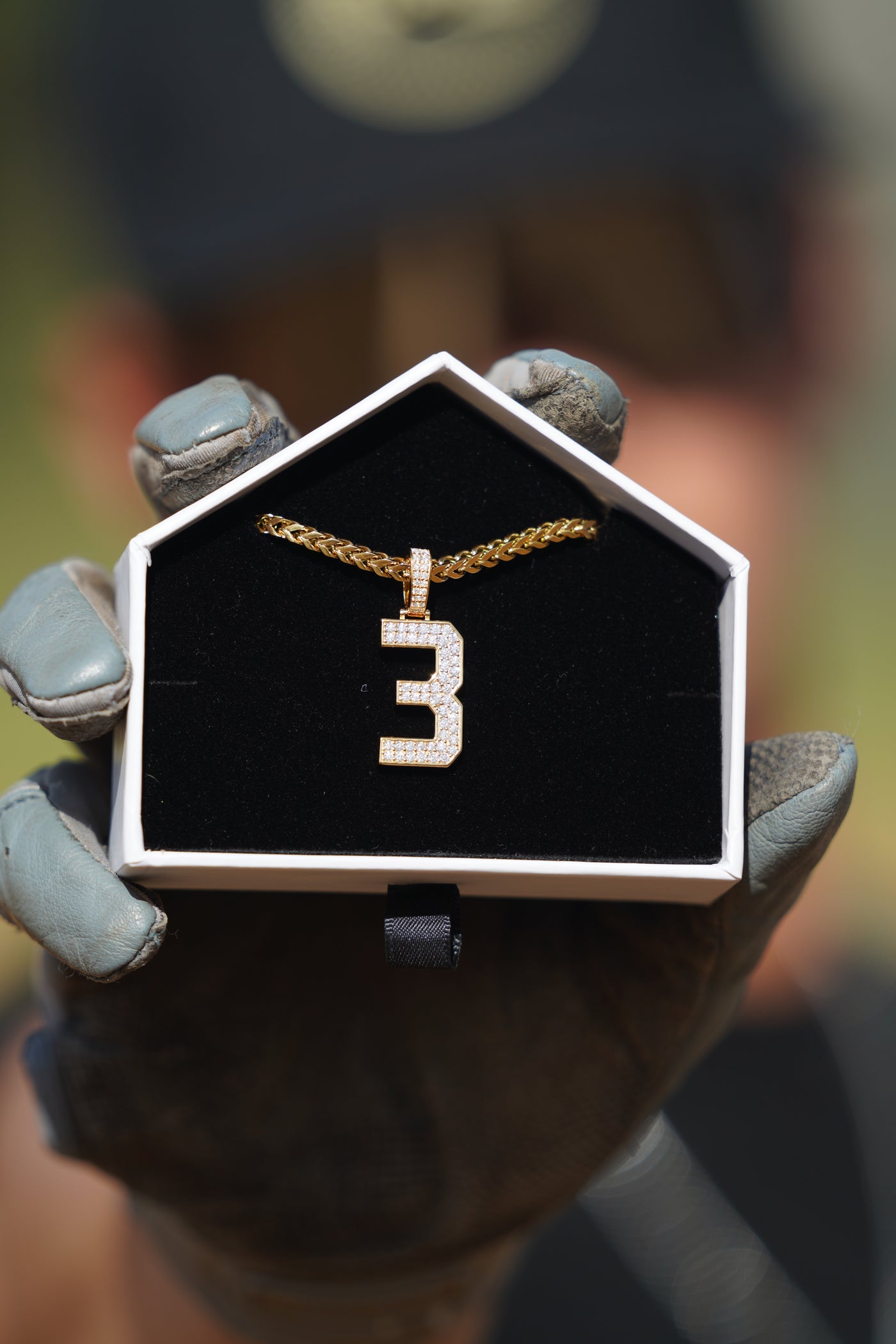 Iced Jersey Number Pendant with Moissanite Diamonds (18K Gold Vermeil)