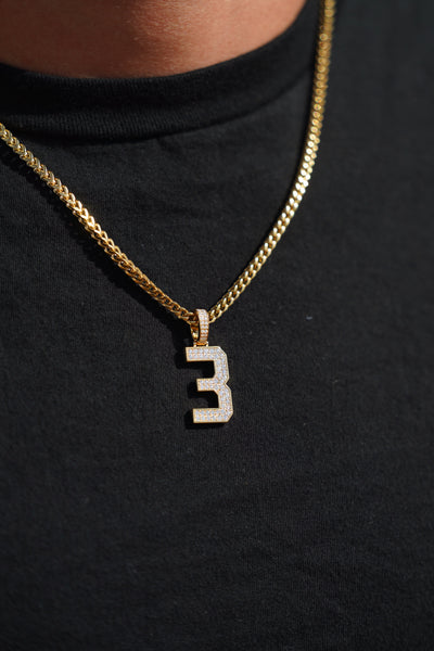 Iced Jersey Number Pendant with Moissanite Diamonds (18K Gold Vermeil)