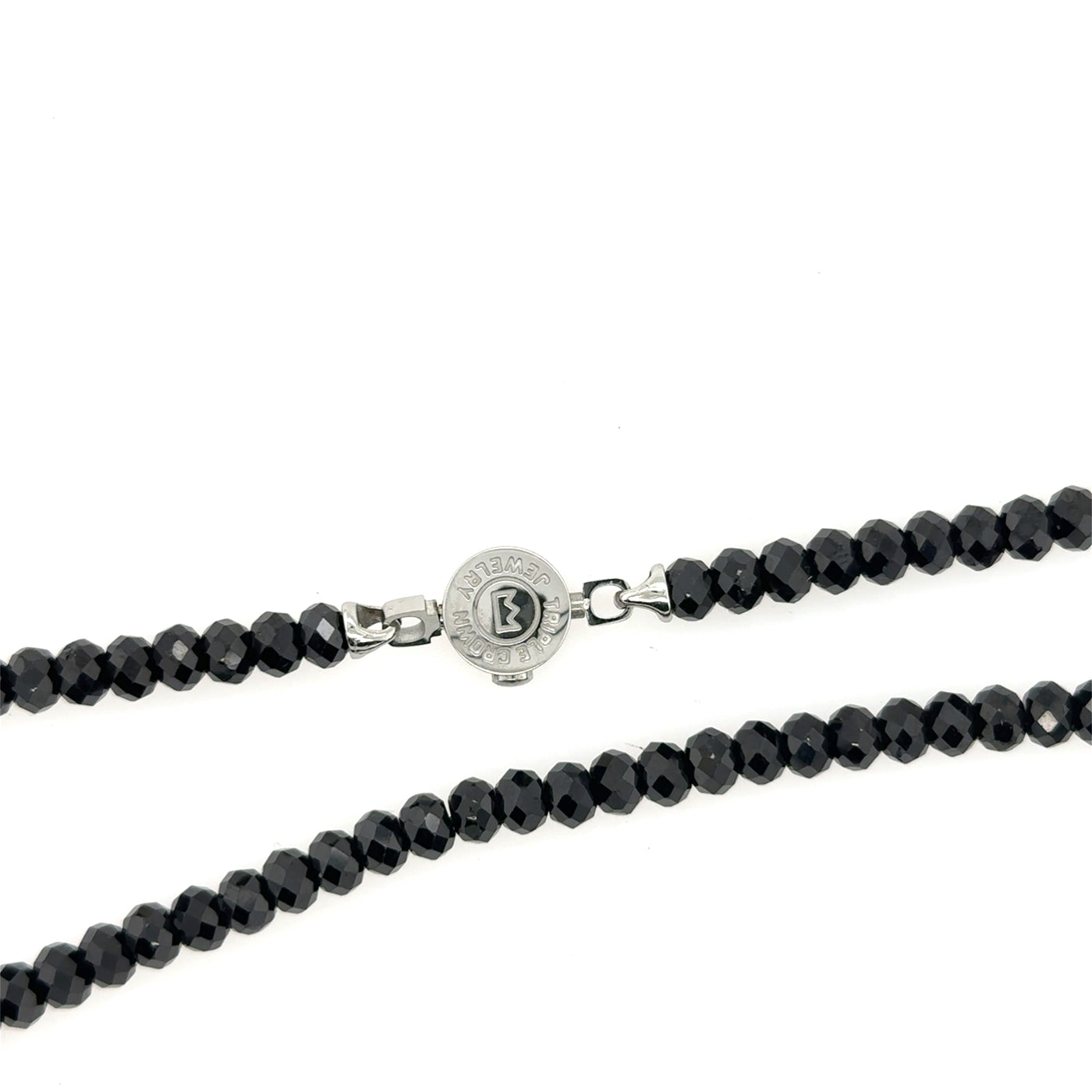 Faceted Black Spinel Beaded Necklace 4mm (Silver)