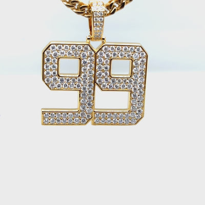 Iced Jersey Number Pendant with Moissanite Diamonds (18K Gold Vermeil)