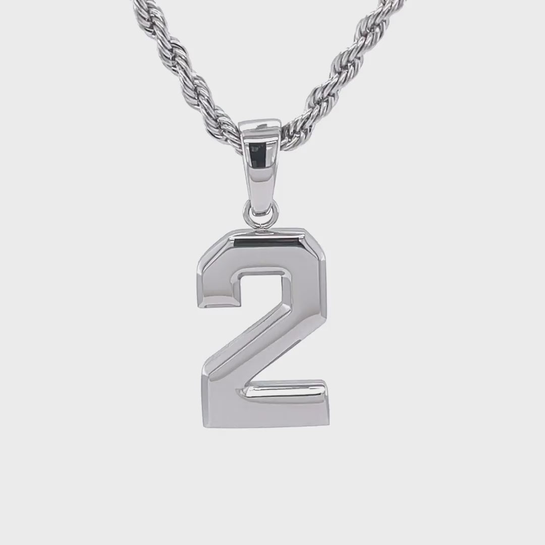 Signature Jersey Number Pendant in Silver