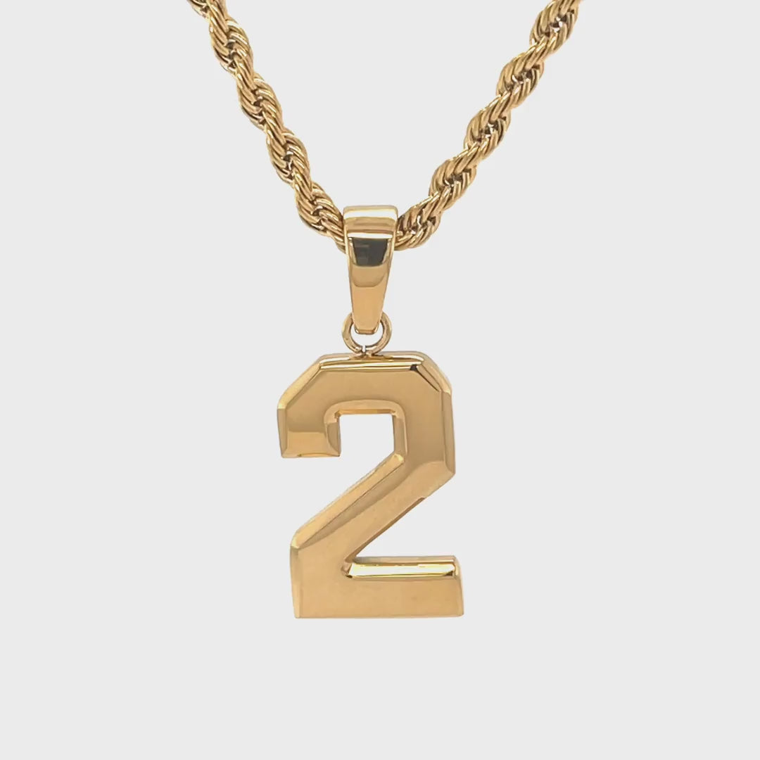 Signature Jersey Number Pendant 18K Plated Gold