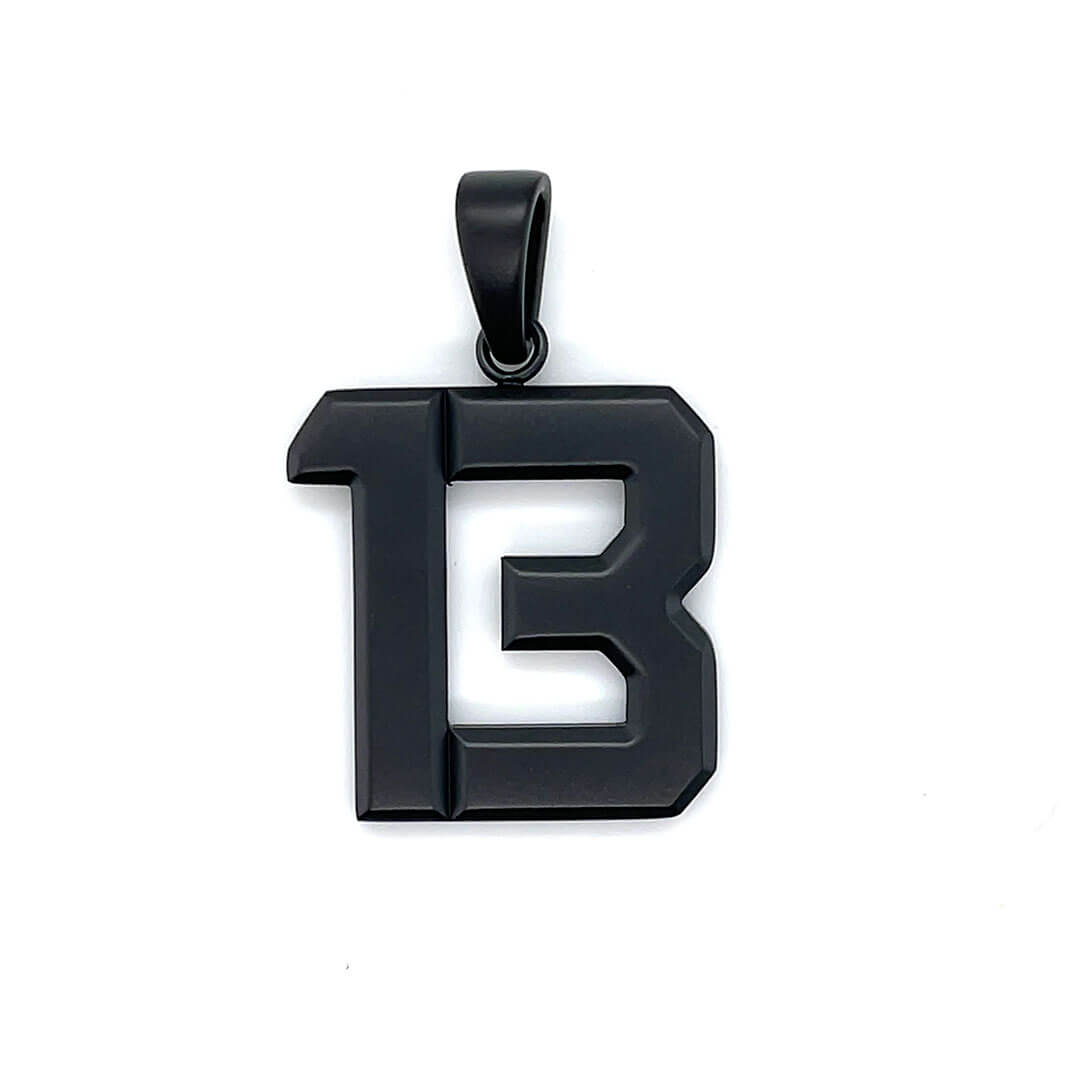 Signature Jersey Number Pendant in Matte Black