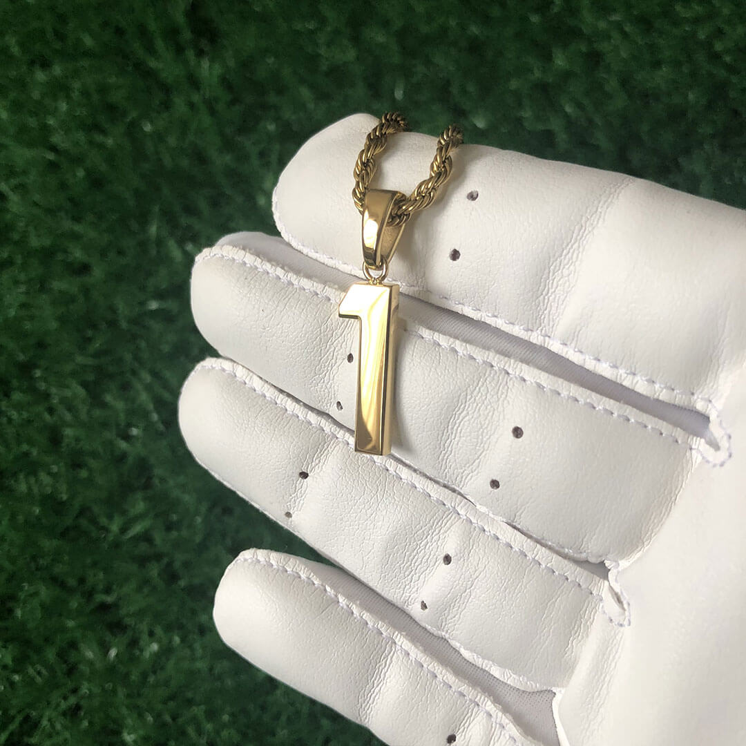 Signature Jersey Number Pendant 18K Plated Gold