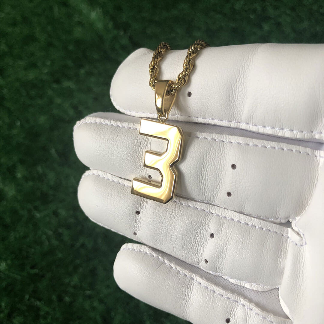 Signature Jersey Number Pendant 18K Plated Gold