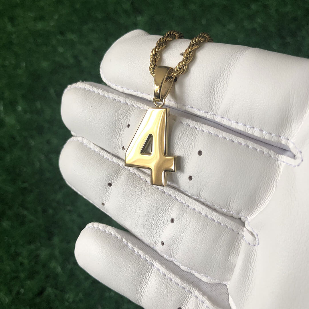 Signature Jersey Number Pendant 18K Plated Gold