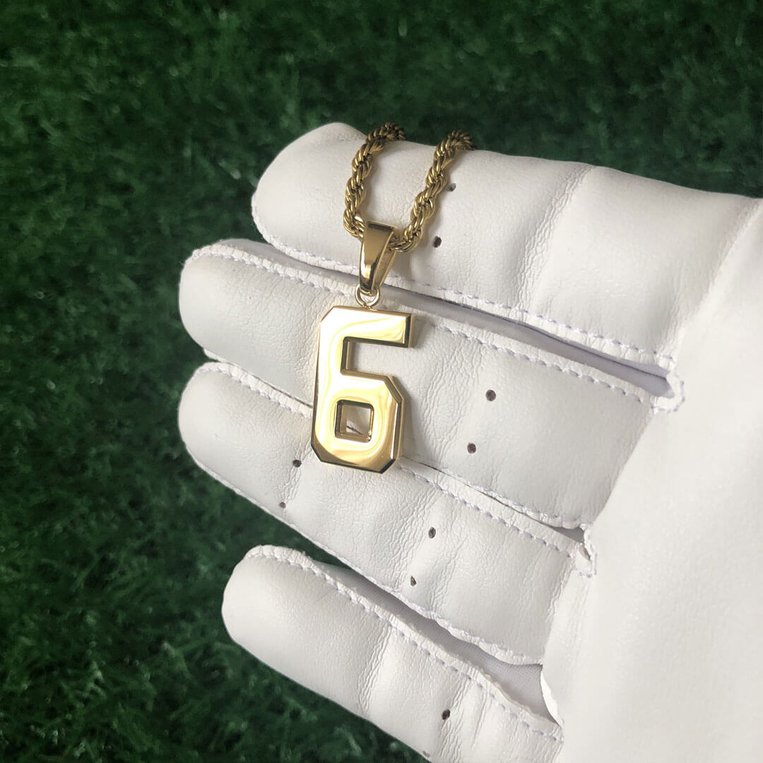 Signature Jersey Number Pendant 18K Plated Gold