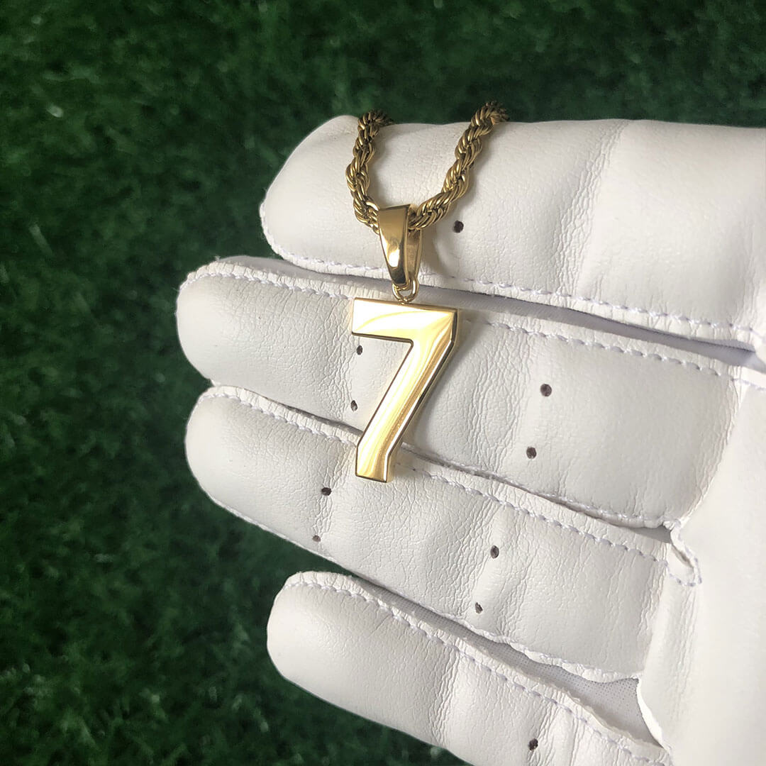 Signature Jersey Number Pendant 18K Plated Gold