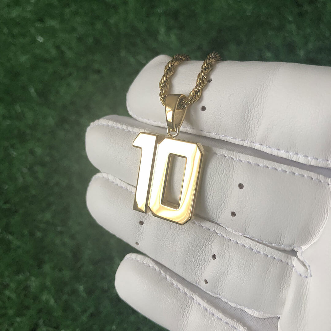 Signature Jersey Number Pendant 18K Plated Gold