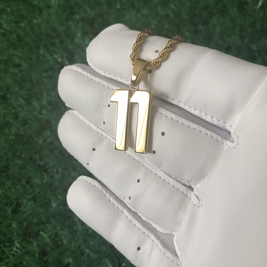 Signature Jersey Number Pendant 18K Plated Gold