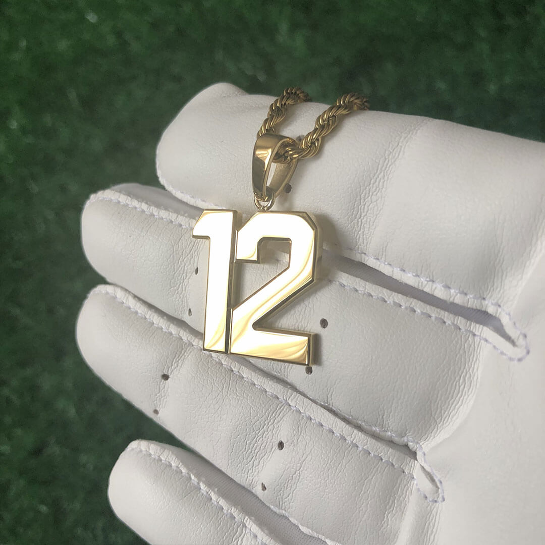 Signature Jersey Number Pendant 18K Plated Gold