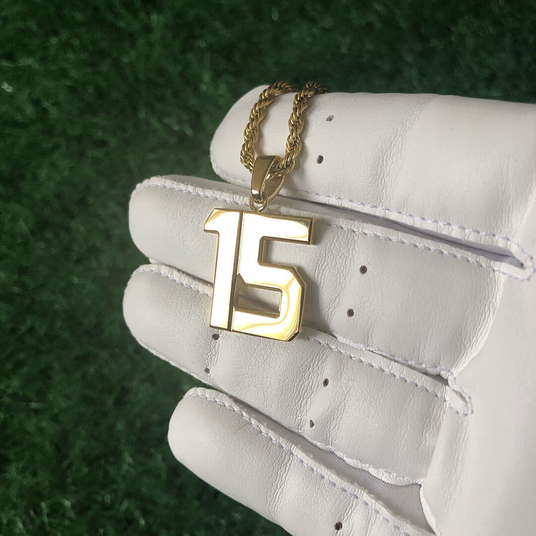 Signature Jersey Number Pendant 18K Plated Gold