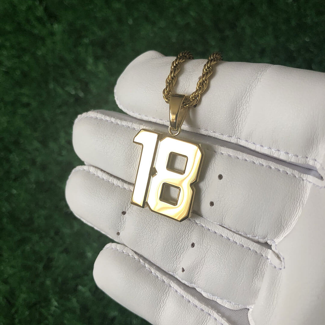 Signature Jersey Number Pendant 18K Plated Gold