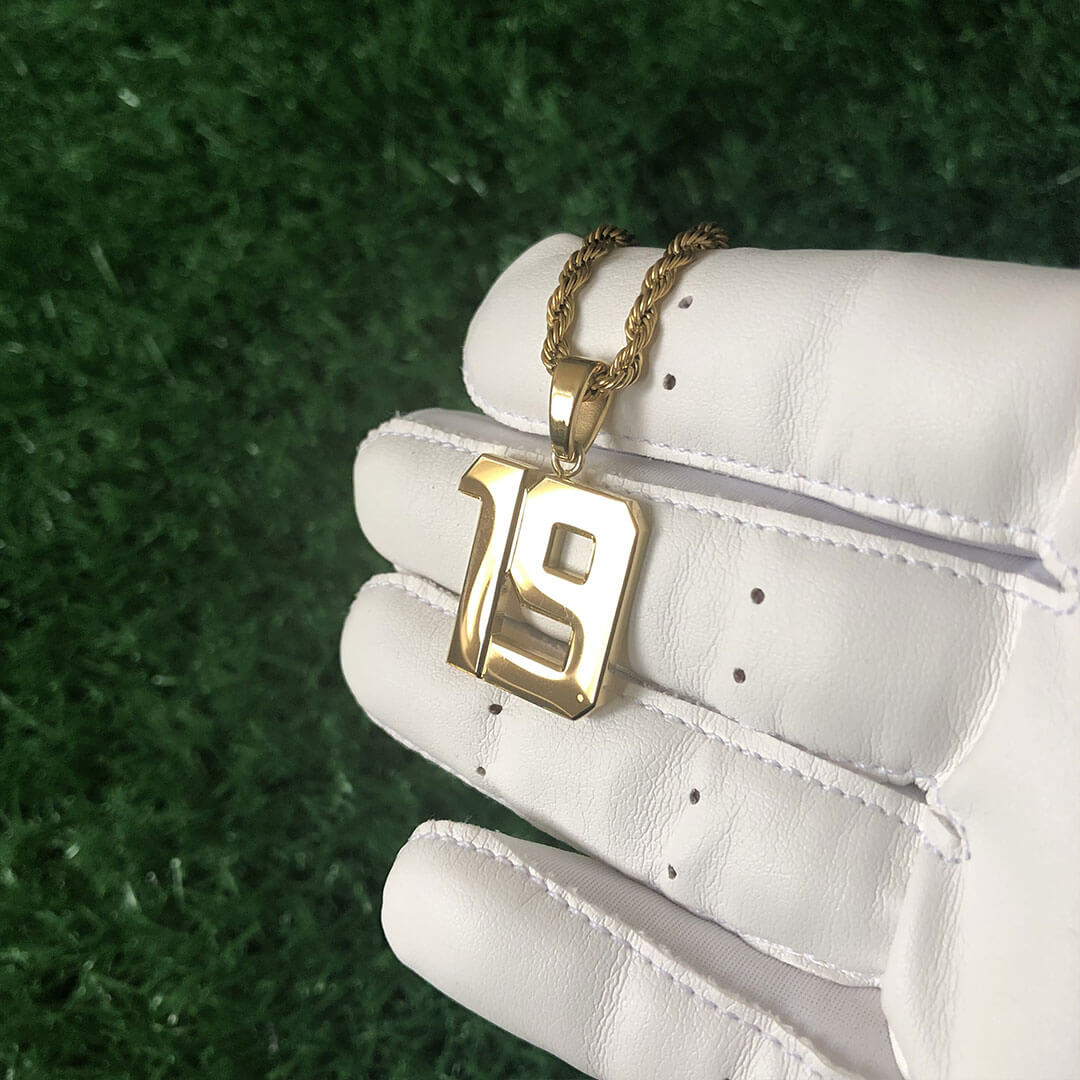 Signature Jersey Number Pendant 18K Plated Gold