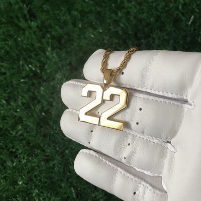 Signature Jersey Number Pendant 18K Plated Gold