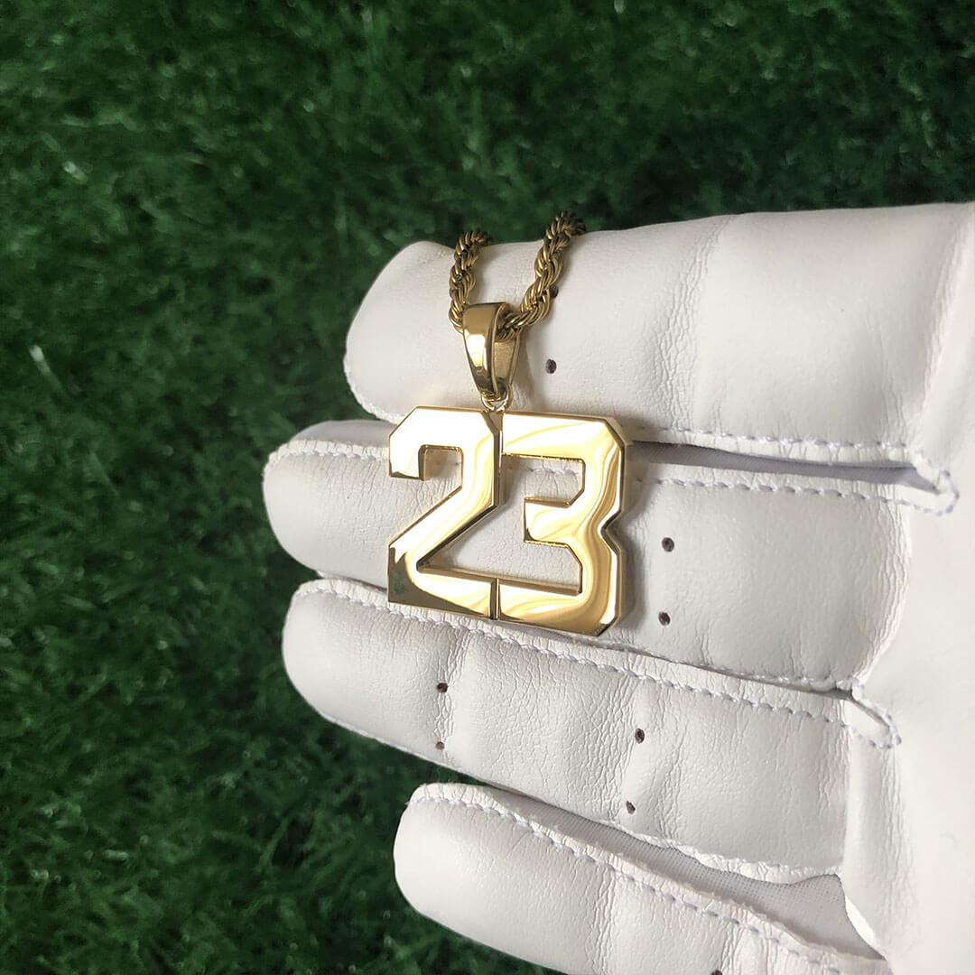 Signature Jersey Number Pendant 18K Plated Gold