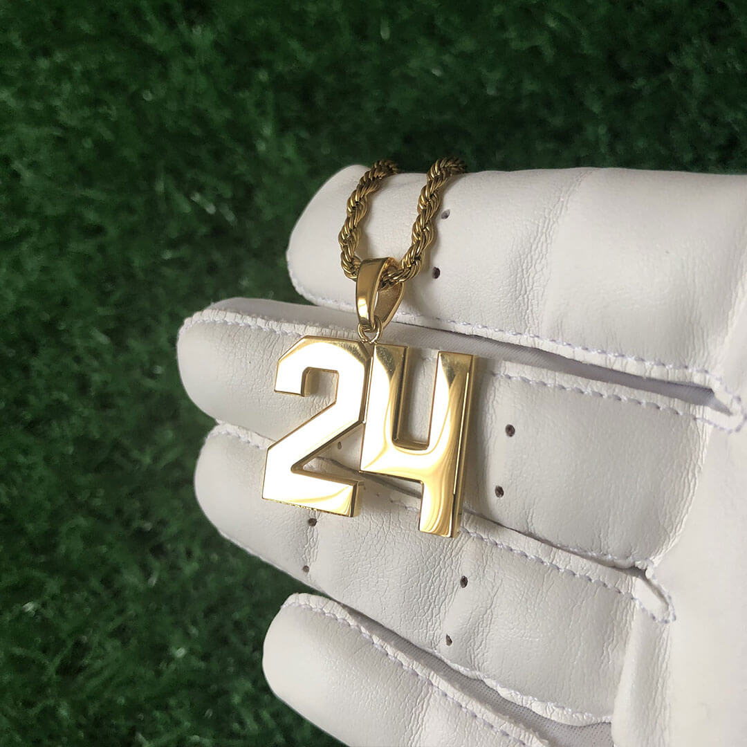 Signature Jersey Number Pendant 18K Plated Gold