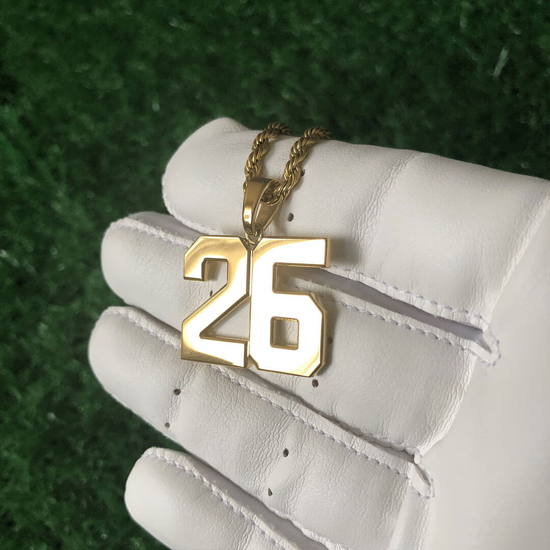 Signature Jersey Number Pendant 18K Plated Gold