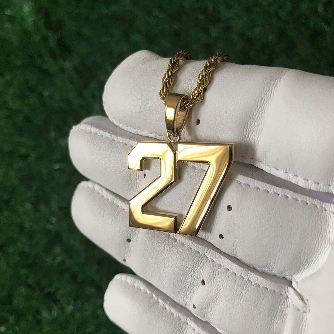 Signature Jersey Number Pendant 18K Plated Gold