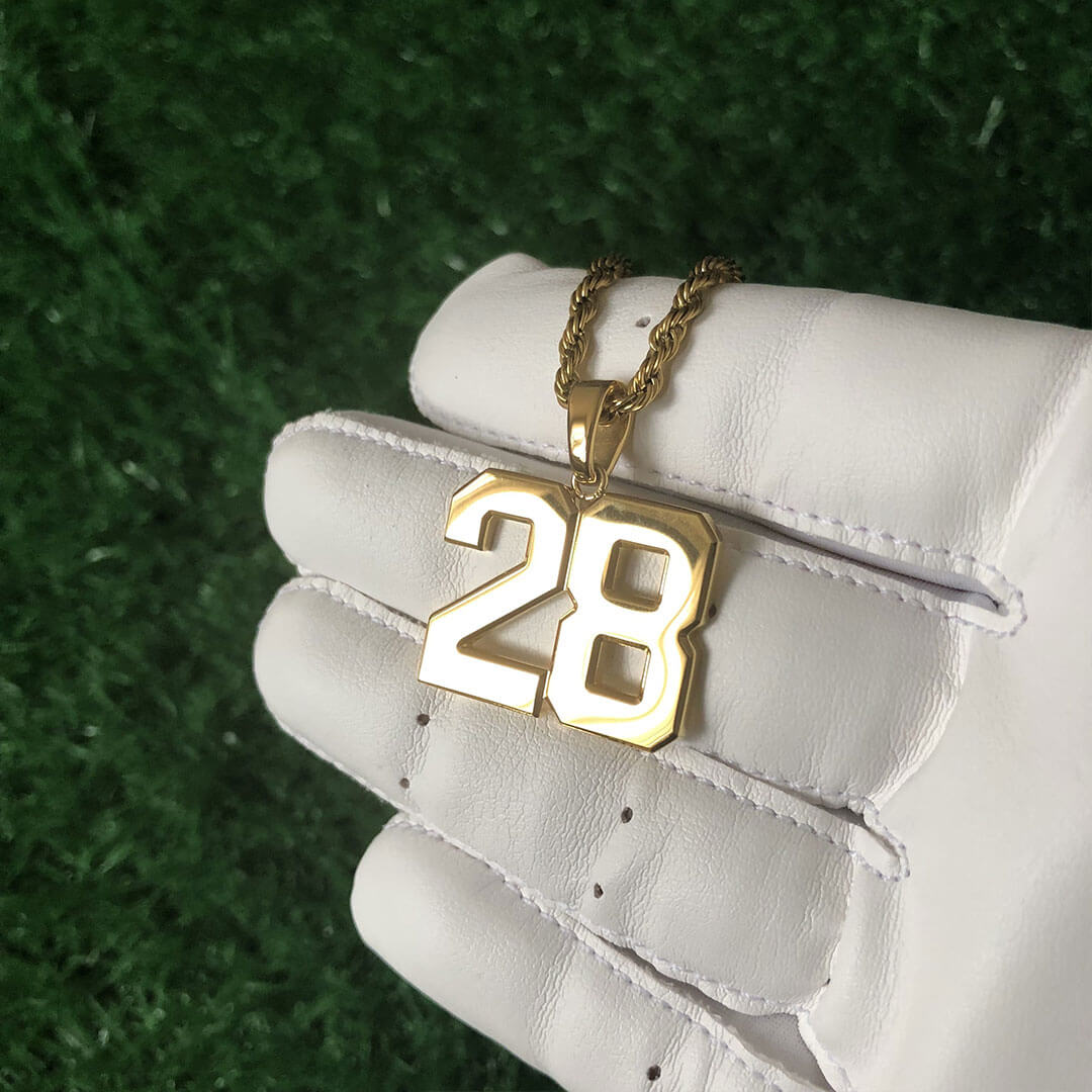 Signature Jersey Number Pendant 18K Plated Gold