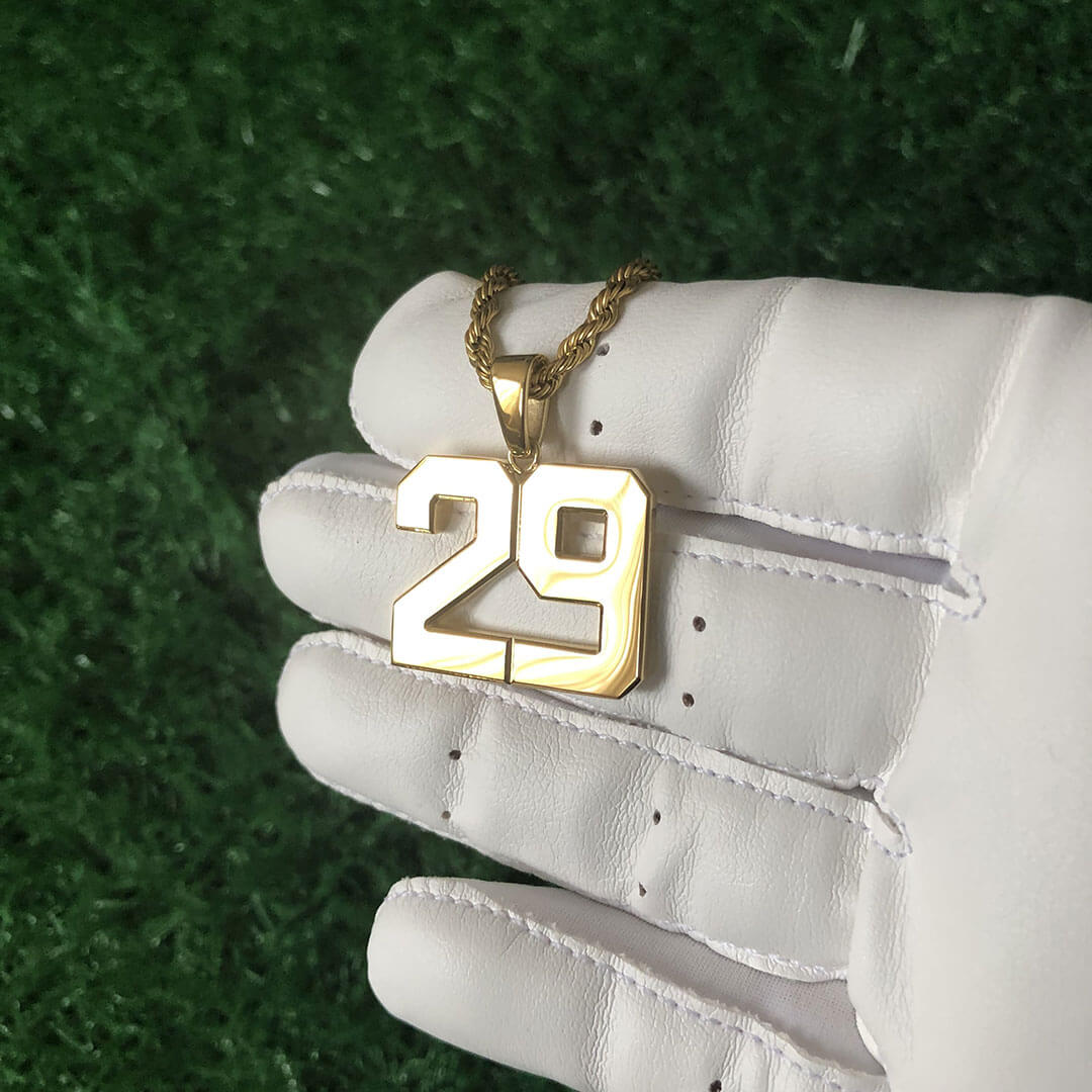 Signature Jersey Number Pendant 18K Plated Gold