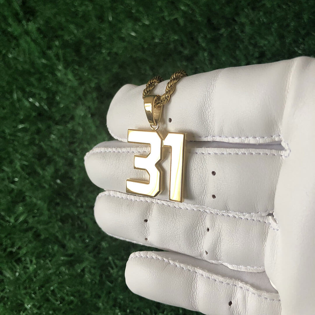 Signature Jersey Number Pendant 18K Plated Gold