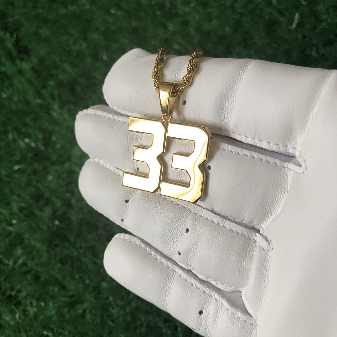 Signature Jersey Number Pendant 18K Plated Gold