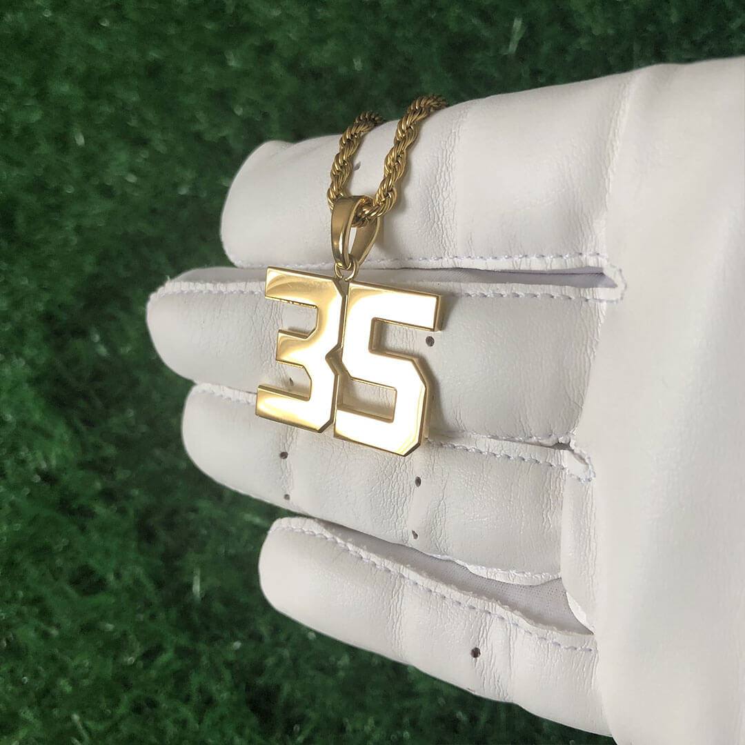 Signature Jersey Number Pendant 18K Plated Gold