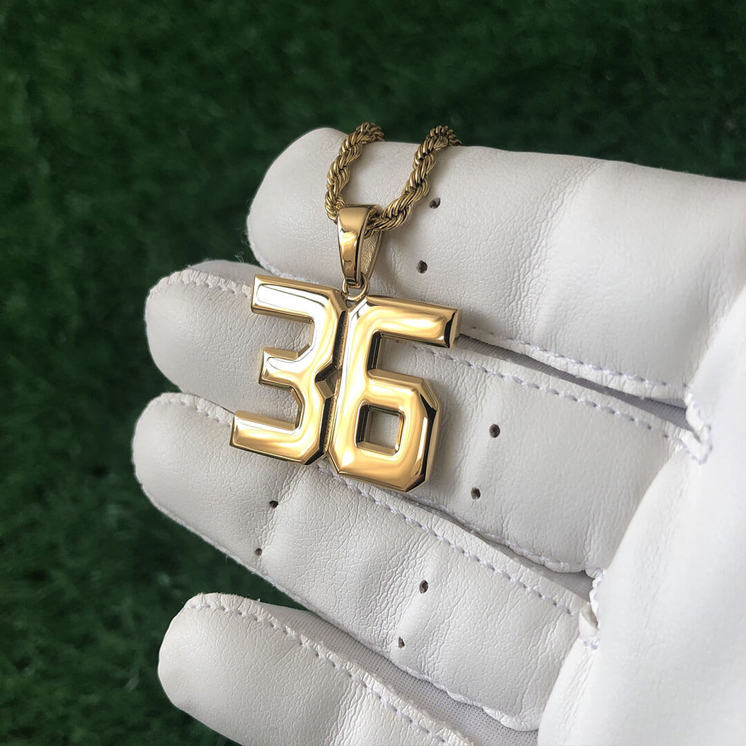 Signature Jersey Number Pendant 18K Plated Gold