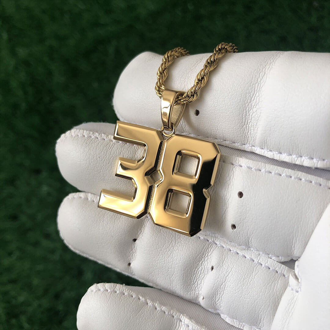 Signature Jersey Number Pendant 18K Plated Gold