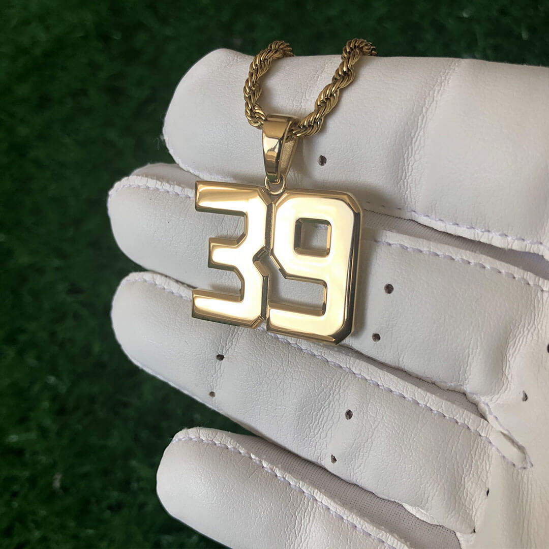 Signature Jersey Number Pendant 18K Plated Gold