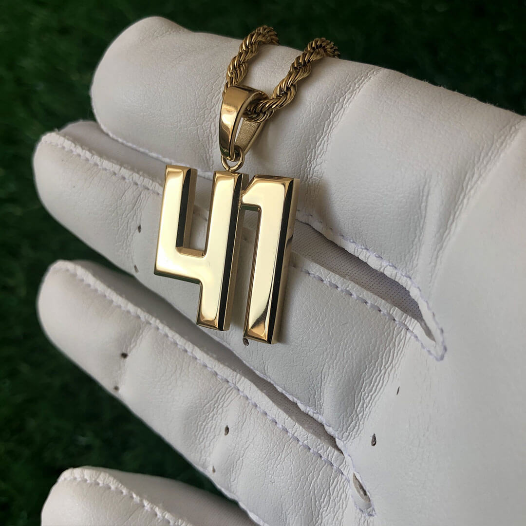 Signature Jersey Number Pendant 18K Plated Gold