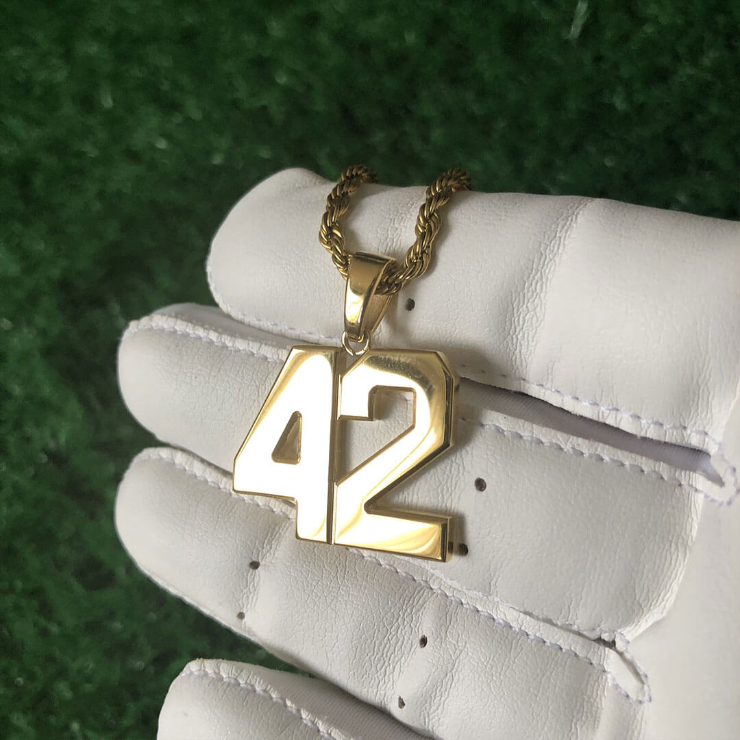 Signature Jersey Number Pendant 18K Plated Gold