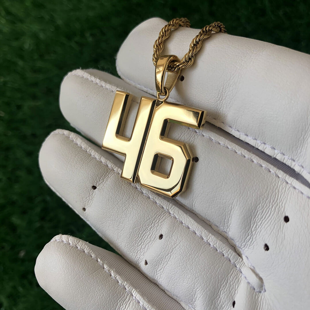 Signature Jersey Number Pendant 18K Plated Gold