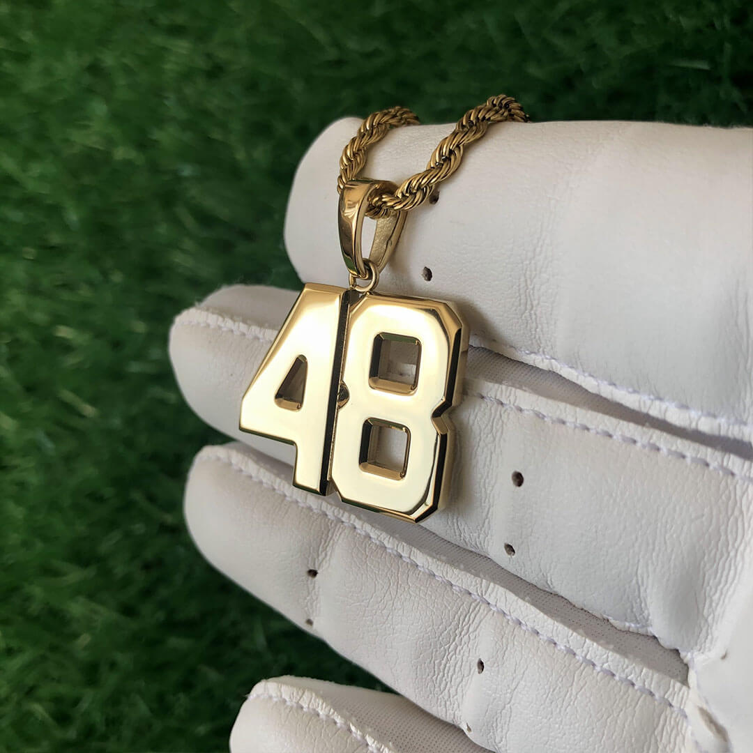 Signature Jersey Number Pendant 18K Plated Gold