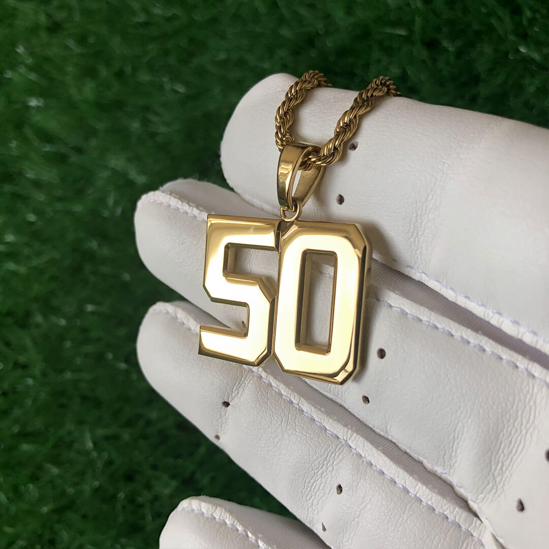 Signature Jersey Number Pendant 18K Plated Gold