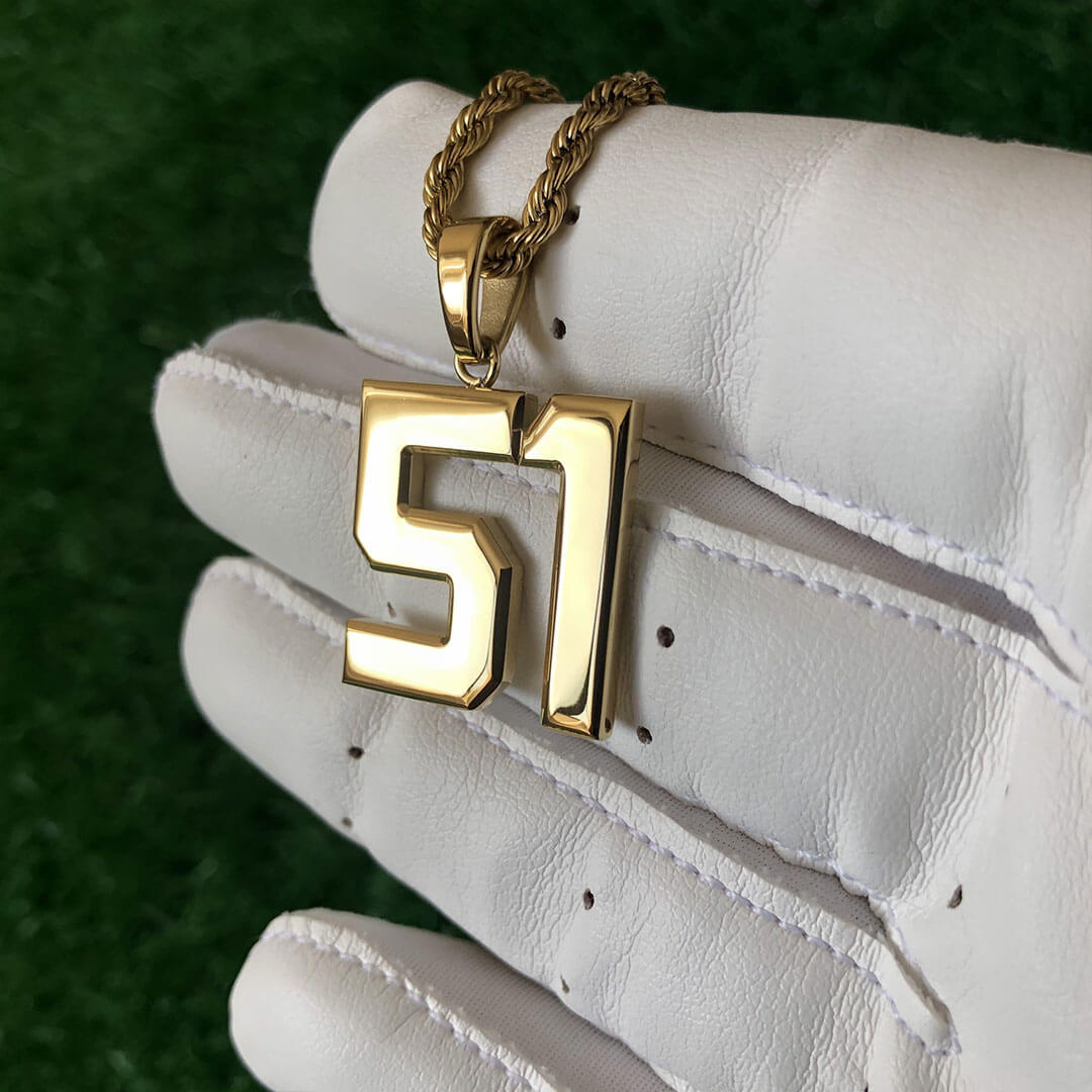 Signature Jersey Number Pendant 18K Plated Gold