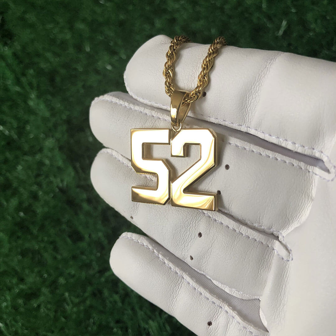 Signature Jersey Number Pendant 18K Plated Gold