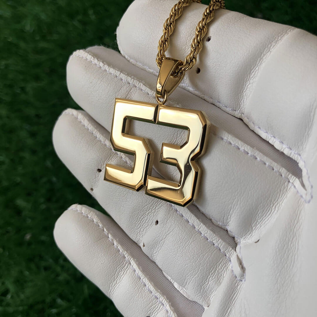 Signature Jersey Number Pendant 18K Plated Gold