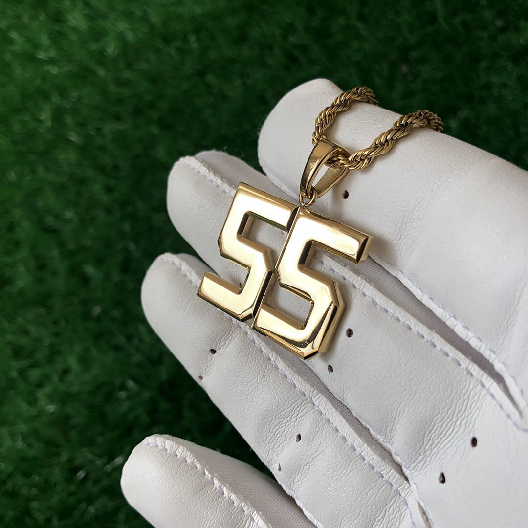 Signature Jersey Number Pendant 18K Plated Gold