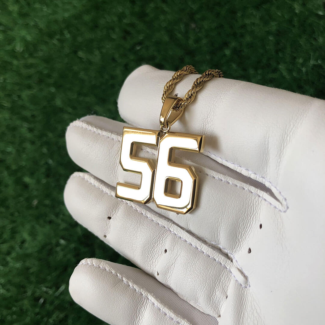 Signature Jersey Number Pendant 18K Plated Gold