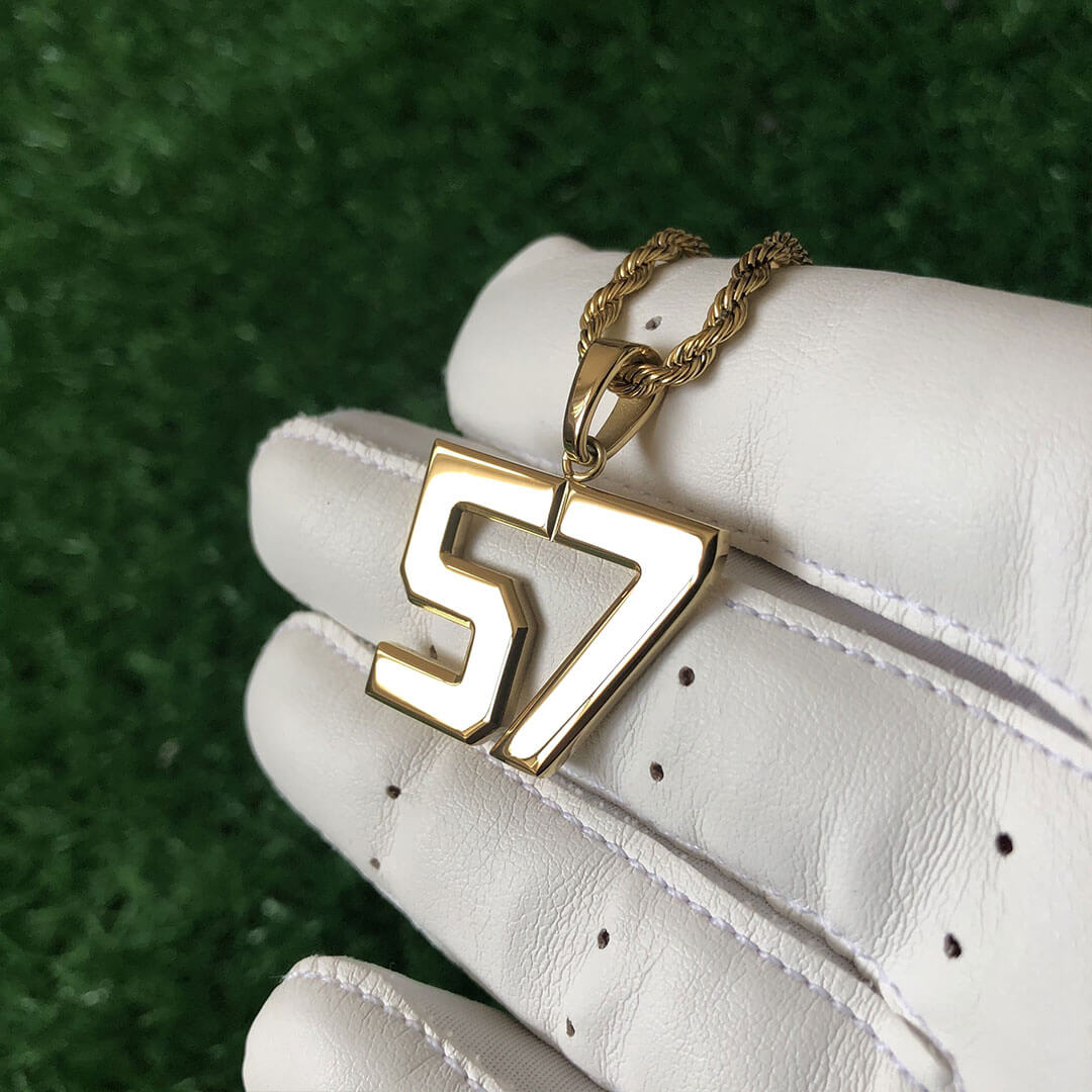 Signature Jersey Number Pendant 18K Plated Gold