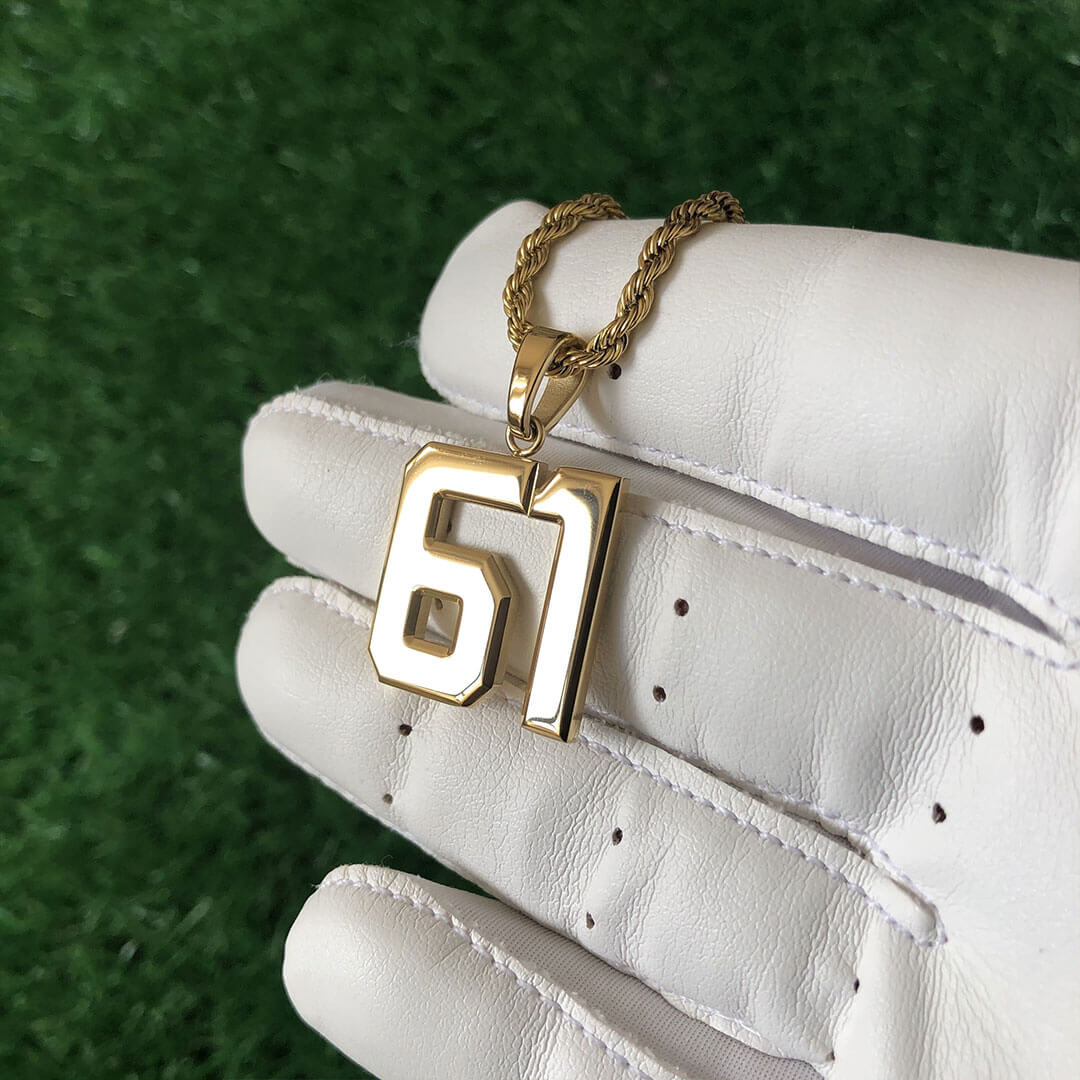 Signature Jersey Number Pendant 18K Plated Gold