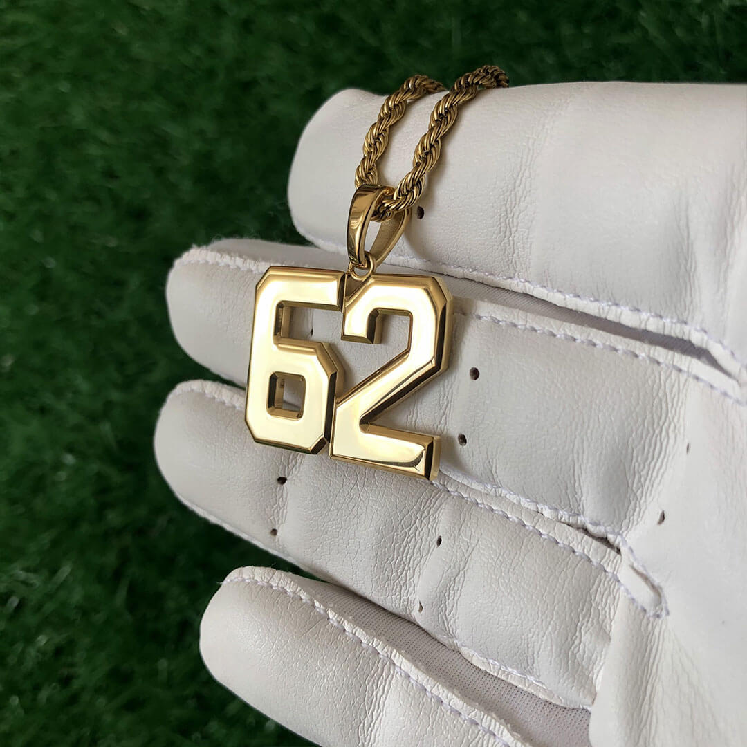 Signature Jersey Number Pendant 18K Plated Gold