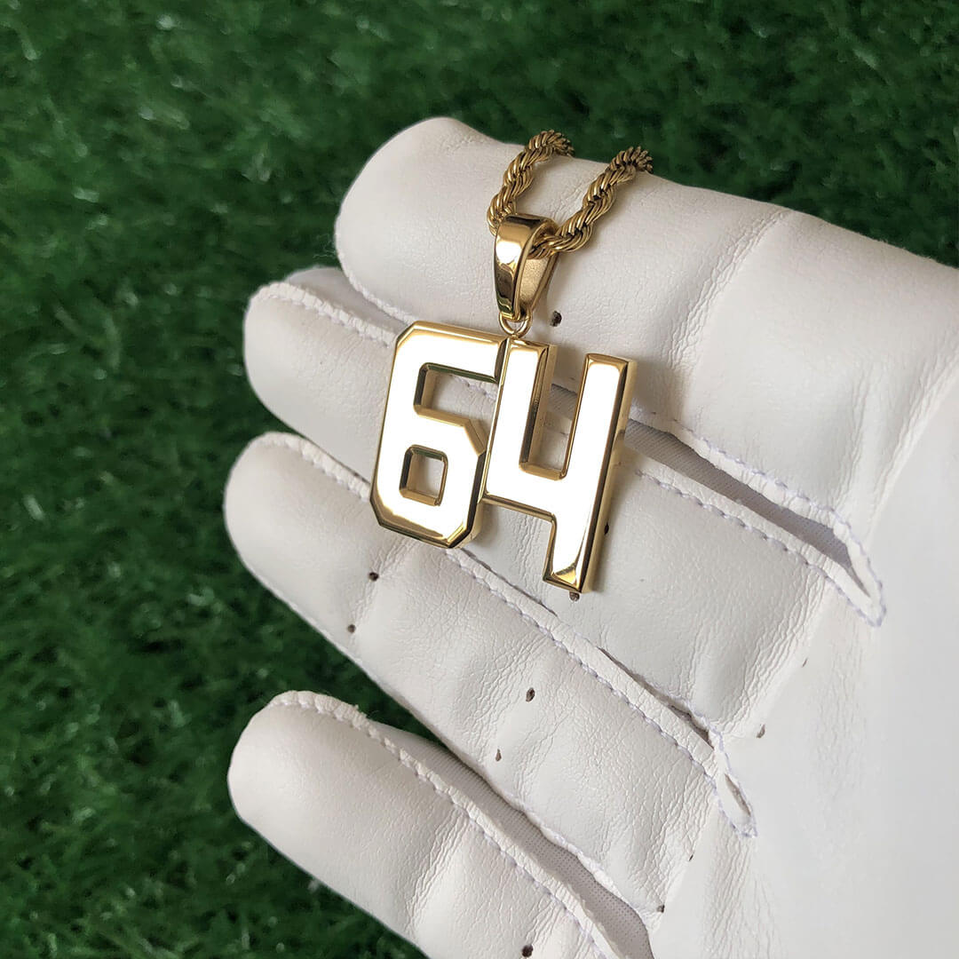 Signature Jersey Number Pendant 18K Plated Gold