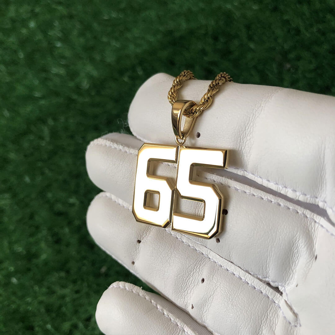 Signature Jersey Number Pendant 18K Plated Gold