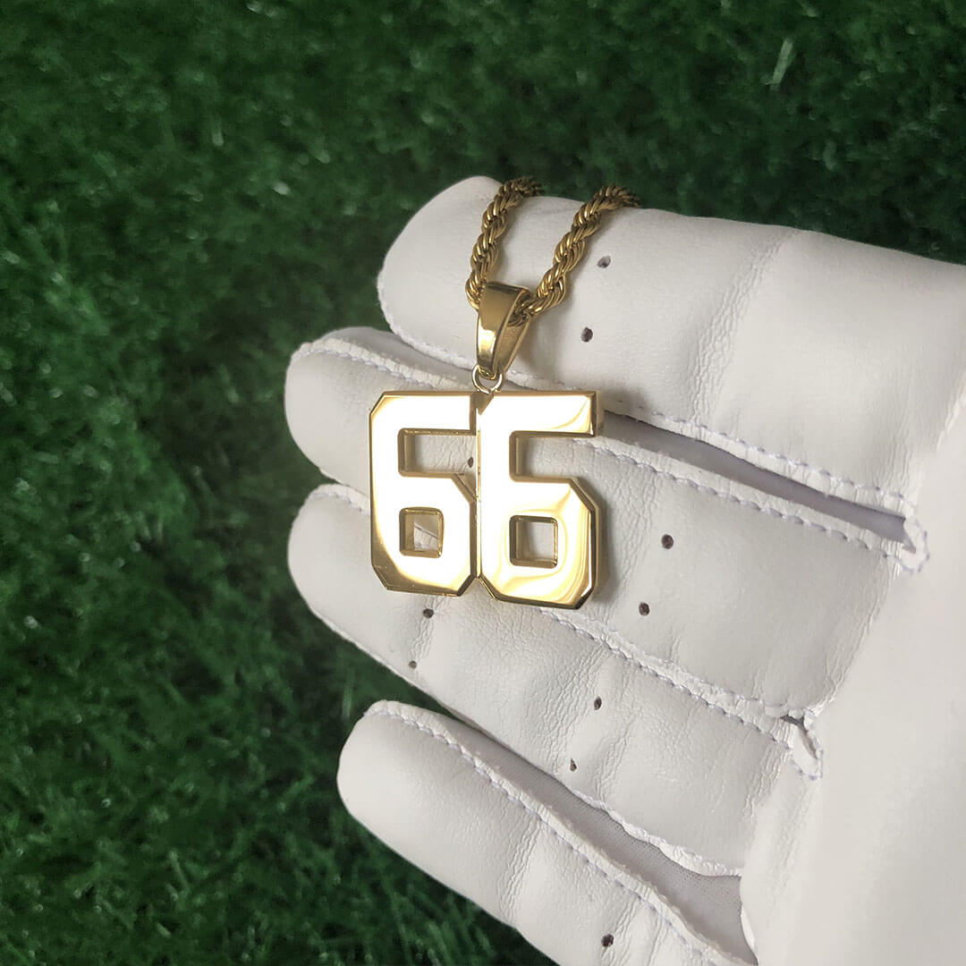 Signature Jersey Number Pendant 18K Plated Gold