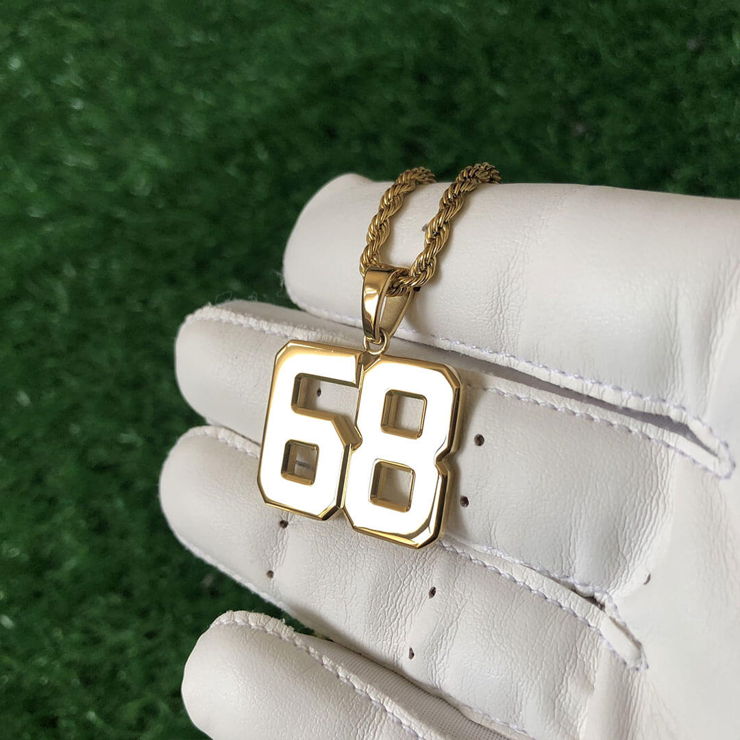 Signature Jersey Number Pendant 18K Plated Gold