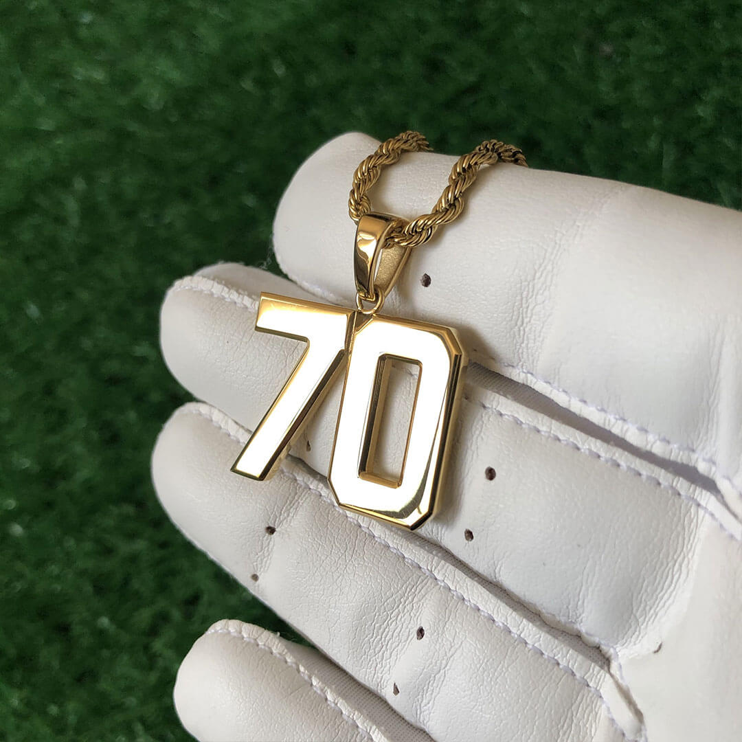 Signature Jersey Number Pendant 18K Plated Gold